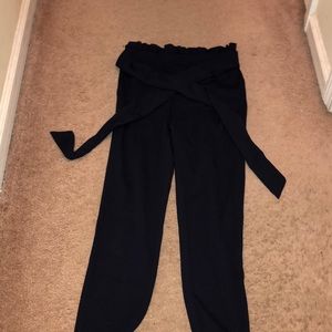 Navy blue paper bag pants